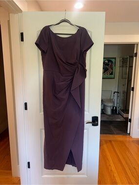 Kay Unger Plum Draped Midi Dress